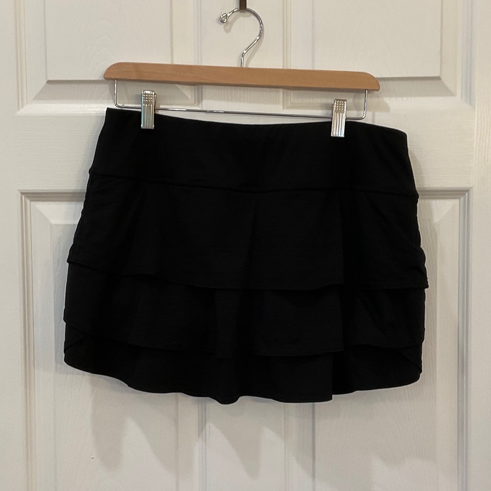 Athleta Swagger Layered Black Tennis Skort